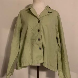 J Jill Light Green Button Shirt Jacket